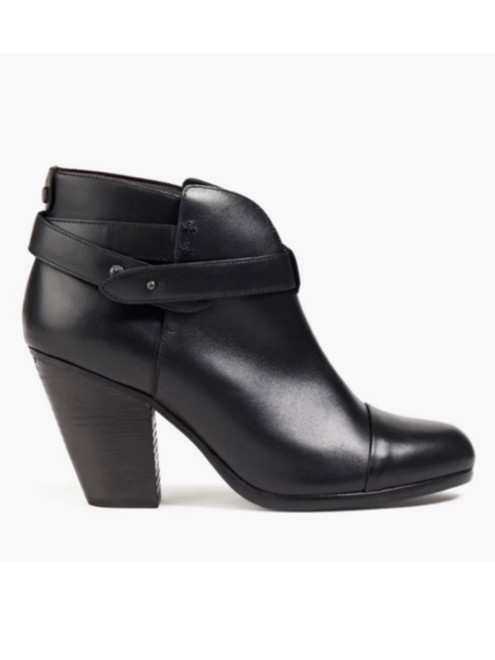 Rag & Bone Harrow Black Leather Heeled Booties | 6.5